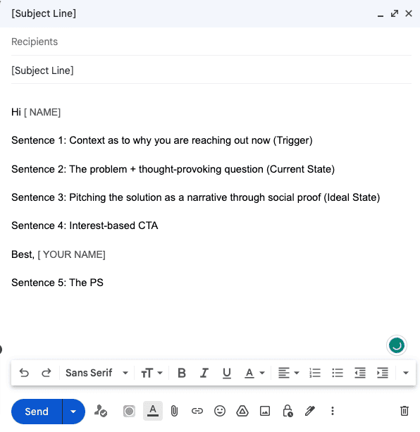 template for cold email